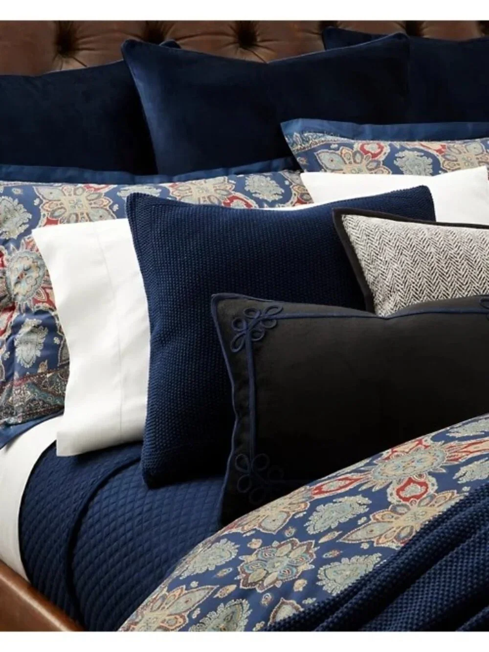 NWT Ralph Lauren Home Archer Foulard Comforter Navy Multi Size Full/Queen